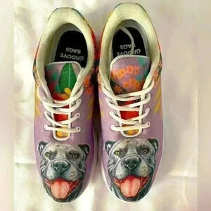 Joyful Sneakers for dog lovers or Gray Pit Bull lovers size 9.5